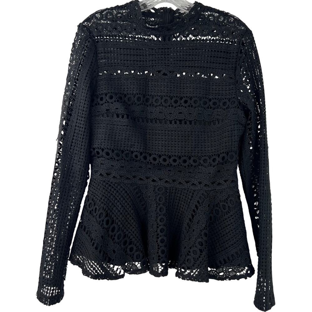 Endless Rose Mari Peplum Withcycore Top Black Crochet Lace Office Siren Size M